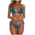 thumbnail image 2 of Womens Swimsuits Solid Color Spaghetti Strap Brazilian Two Piece Bikinis Set Swimwears, 2 of 6