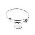 thumbnail image 3 of 20cm~23cm Stainless Steel Round Silver Bracelet Women's Charm Bangle Adjustable, 3 of 6