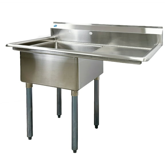 NSF 18 in. Sink Stainless Steel Heavy-Duty Right Drain Board Single Compartment Sink