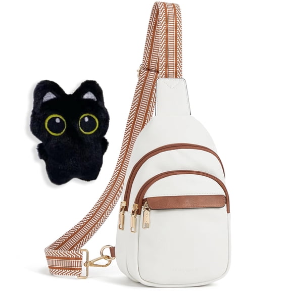 MELECE Unisex PU Cross Body Messenger Bag, White