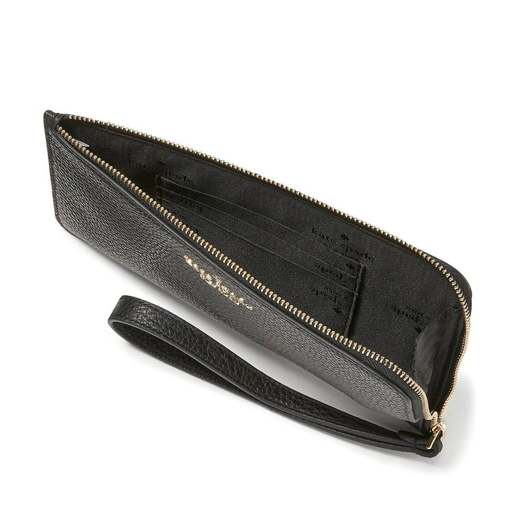 Kate Spade New York Women s Lucy Pebbled Leather Medium L Zip Wristlet Black Walmart