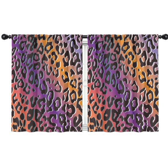 Blackout Kids Curtains,Purple and Orange Of Leopard Print Childrens Insulated Curtains Set Of 2,Bedroom Essentials,Toddler Room Decor 42"x54"