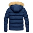 thumbnail image 2 of Chrisuno Winter Coat Men Puffer Jacket With Hood Winter Puffer Jacket Thicken Winter Coat Warm Padded Jacket with Hood Navy Blue M, 2 of 5