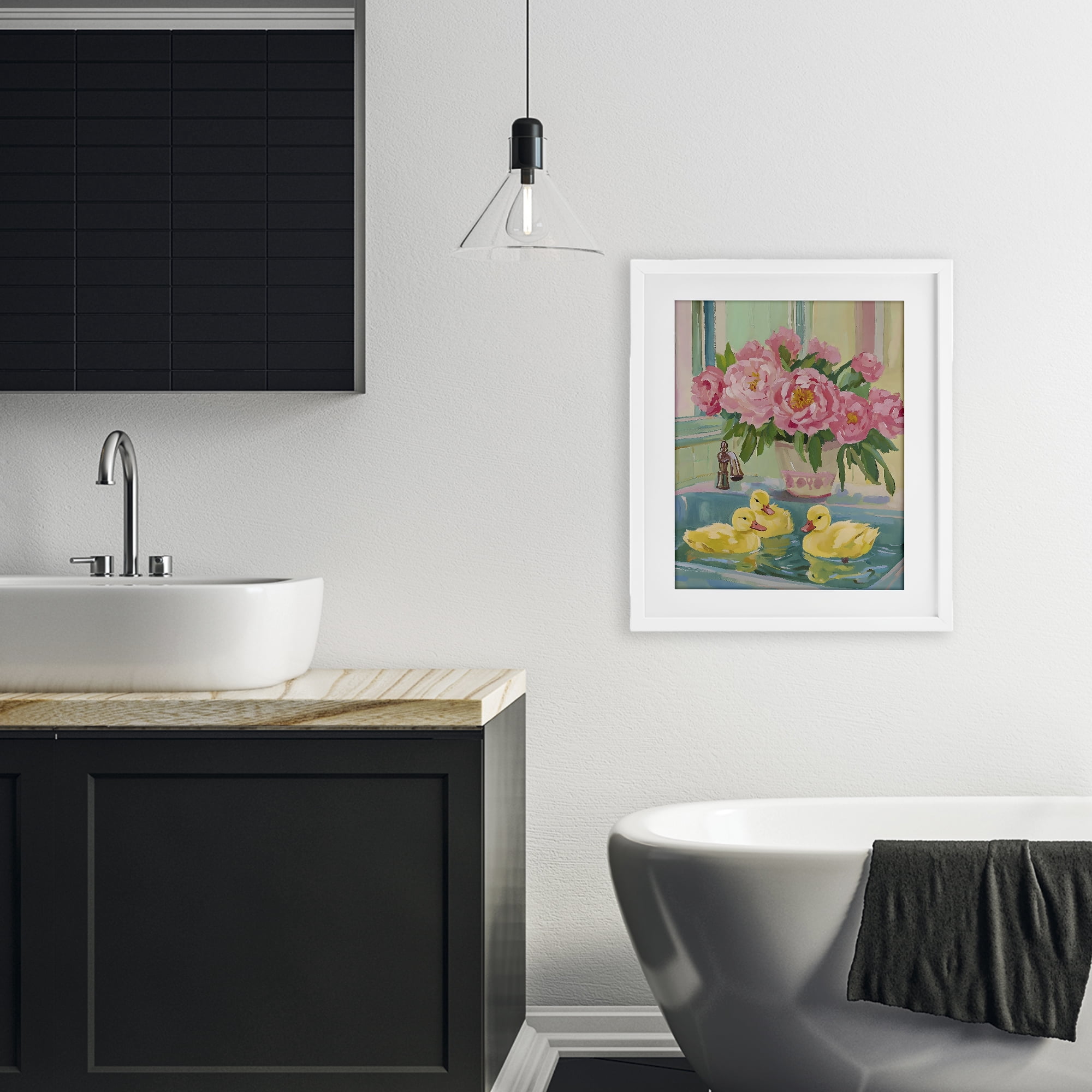 Stupell Industries Ducks in Sink Bath White Framed Print Under Glass, design by The Prints Vibe