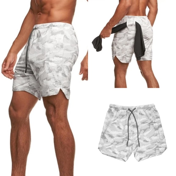 Vedolay Mens Shorts Men's Lightweight Multi Pocket Cotton Casual Cargo Shorts,Outdoor Twill Camo Shorts with Zipper Pockets,White M