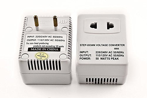 Simran SM-250R Step Down Voltage Converter 50 Watts for International Travel to 220 Volt Countries with Fuse Protection