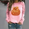 thumbnail image 5 of Sakmal Pumpkin Women Sweatshirts Lightweight Pink Oversized Halloween Sweatshirts Soft Fall Fashion Tops, 5 of 6