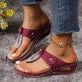 thumbnail image 4 of Women's Plus Size Summer Casual Solid Color Flip-flops Beach Wedge Fish Mouth Sandals Sandals for Women 2025 Wine 37, 4 of 5