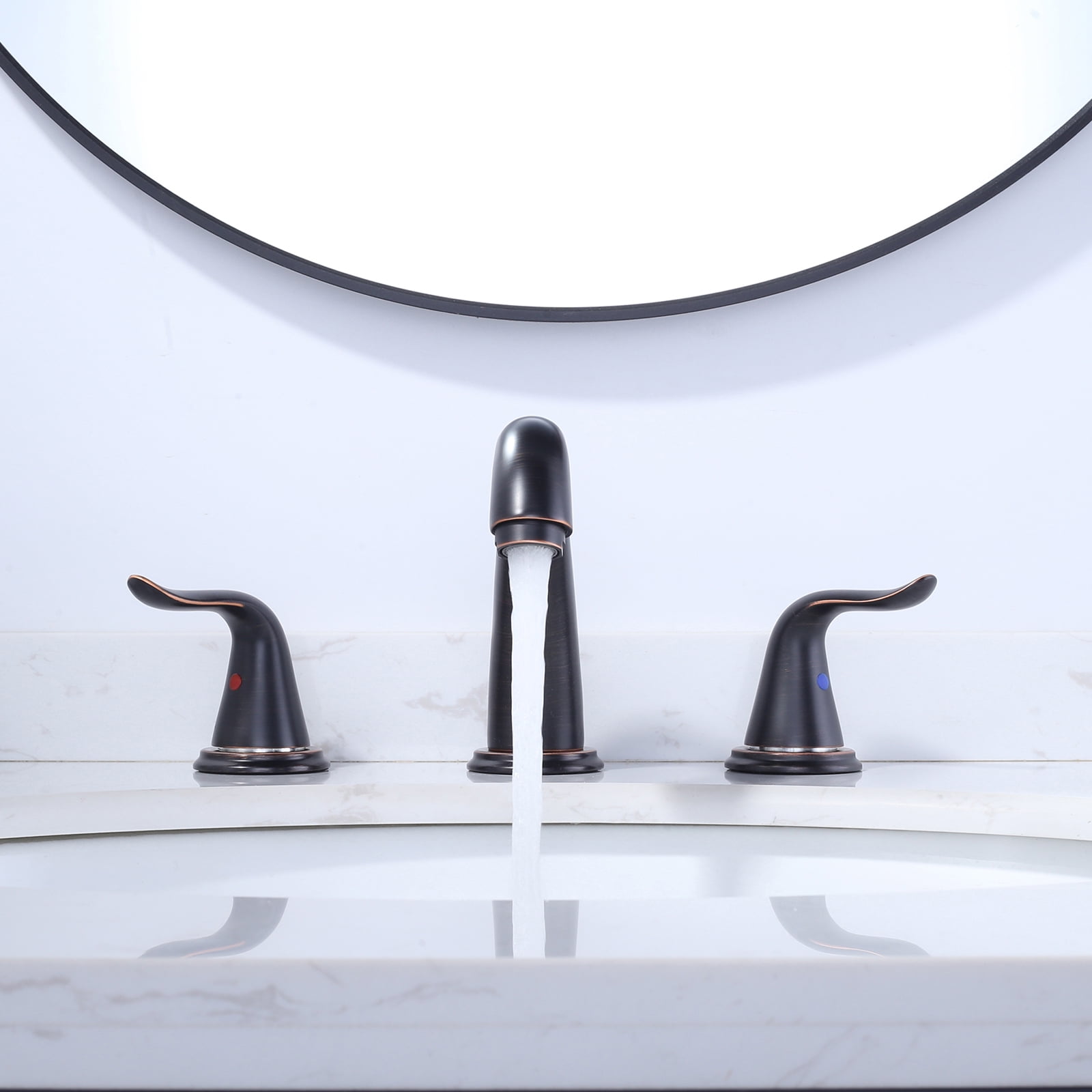 Wowow 8 in. Widespread Double Handle Bathroom Faucet with Pop Drain and Supply Line in Oil Rubbed Bronze