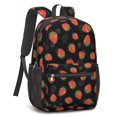 thumbnail image 2 of Strawberry and Berry Black Pattern 17" School Backpacks for Teens,Waterproof Oxford Fabric,S-Shape Padded Straps for School,Travel,Hiking,Camping, 2 of 6