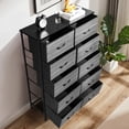 thumbnail image 6 of PAPROOS Fabric Dressers for Bedroom, 10 Drawer, Black Wood Grain, 6 of 12