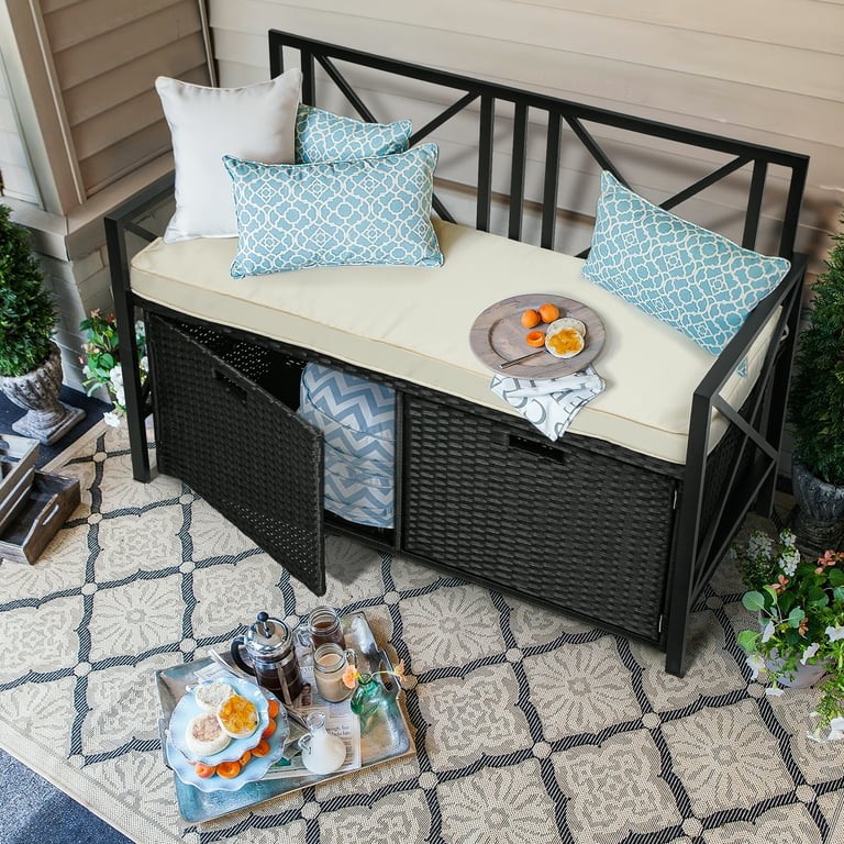 Patio cushion storage bench 2025