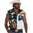 thumbnail image 2 of Yaoyar Mens Sleeveless 4th of July Shirts Casual American Flag Stars and Stripes Button Down Patriotic Tank Top with Pockets, 2 of 5