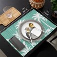 thumbnail image 5 of Teal Green Palm Trees Placemats Set of 6 Tropical Summer Botanical Place Mats Indoor Wipeable Table Mats Washable Cloth Dining Table Placemats for Kitchen Holiday Party Home Decor 13x19 Inch, 5 of 5