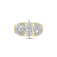 thumbnail image 2 of Solid 10k Two Tone White and Yellow Gold Round Diamond Oval Cluster Love Heart Engagement Wedding Anniversary Ring Band 1/8 Ct. - Size 8, 2 of 5
