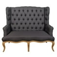 thumbnail image 3 of Fabric Upholstered Wooden Settee with Button Tufted Wingback Design Backrest, Gray and Brown, 3 of 4