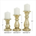 thumbnail image 3 of DecMode 3 Candle Gold Mango Wood Turned Style Pillar Candle Holder, Set of 3, 3 of 8