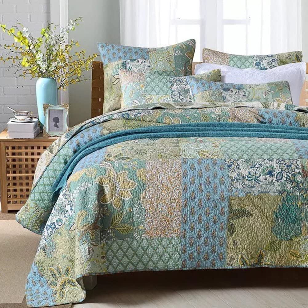 Floral Paisley Grid P Details about   NEWLAKE Bedspread Quilt Set with Real Stitched Embroidery 