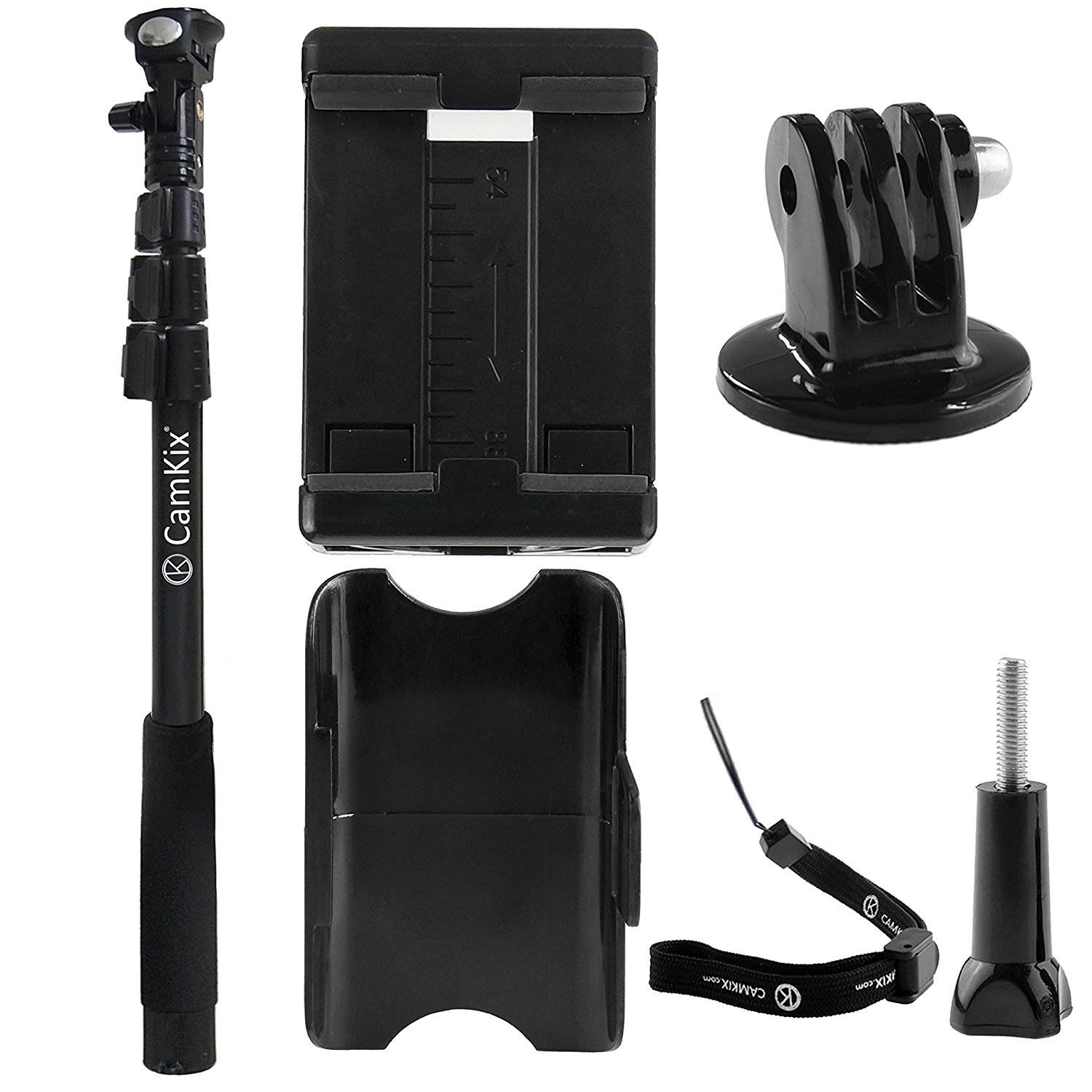 camkix premium telescopic pole 16 - 47 - for gopro hero 5 / 4, session, black, silver, hero+ lcd, 3+, 3, 2, 1, and compact cameras; and cell phones - with cradle for remote - strong and stable clip lo - image 2 of 8