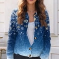 thumbnail image 5 of Women's Fashion Christmas Printed Long Sleeve Knitted Cardigan Button Down Jacket for Holiday Casual Wear and Women's Outerwear with Festive Design,Royal Blue,4XL, 5 of 6