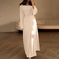 thumbnail image 2 of Yuyuzo Robes de Printemps pour Femmes 2025 Robe Chandail à Manches Longues à Col Ras du Cou Robe en Tricot Côtelé Fluide Coupe Évasée Robes Maxi, 2 of 5