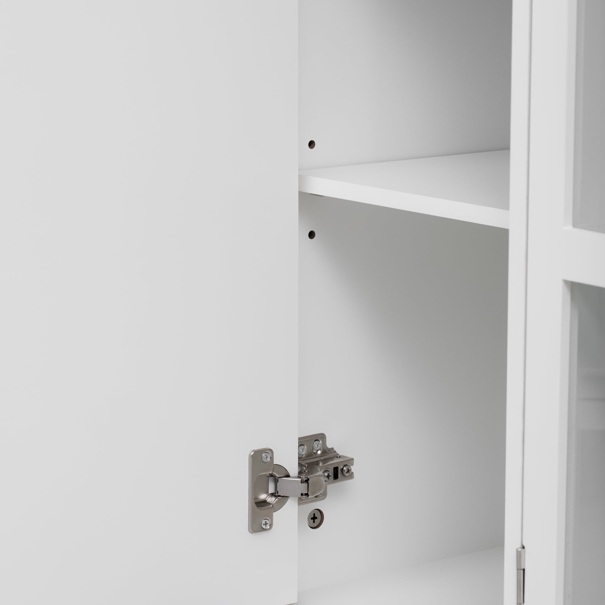 Aukfa TV Stand for TVs up to 55", Console Storage Cabinet w/ Glass Doors & Anti-tip Device,White