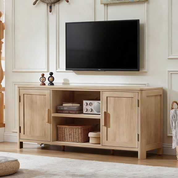 Joaxswe Farmhouse TV Stand for 65 inch TVs, Rustic Entertainment Center TV Cabinet Stands, Wooden Media Console Cabinet for Living Room, Bedroom