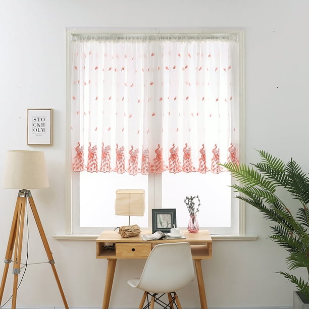 onlyliua ¡ Liquidación de Ofertas de Hoy! Cortina de Gasa Transparente con Hojas para Ventana, Cenefa de 1 Panel de Tela.