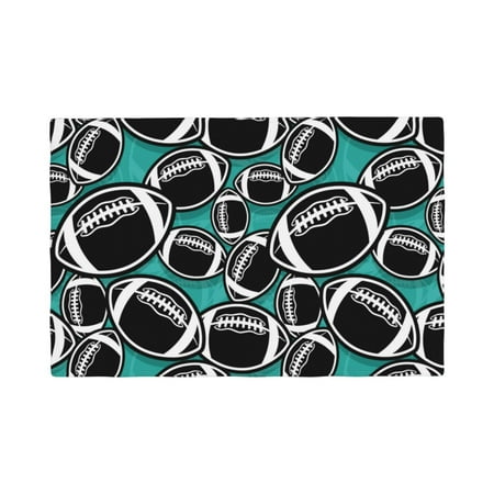 

Placemats Set of 4 black American football Rugby green Heat Resistant Non - Slip Place mats Waterproof table mat for Kitchen Dining-6片装