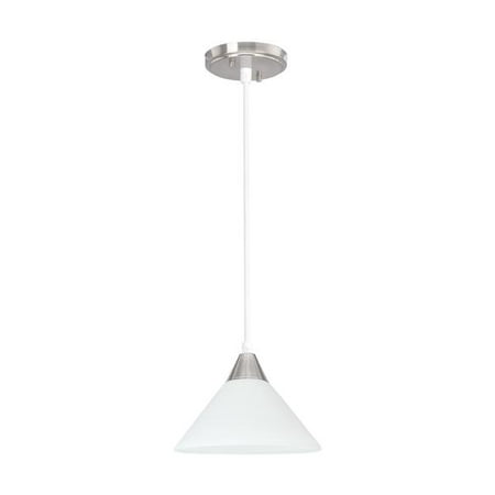 

Aspen Creative 61100 Adjustable One-Light Mini Pendant Ceiling Light Transitional Design in Satin Nickel Finish with Frosted Glass Shade 6-1/2 Wide