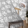 thumbnail image 6 of Grey White Leaves Semi Sheer Window Curtains 108 Inches Long, Spring Pastoral Rustic Botanical Rod Pocket Voile Silky Chiffon Curtain Treatment Drapes for Kitchen, Living Room, 52"x108", 2 Panels, 6 of 9
