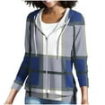 thumbnail image 4 of JTZGDY Womens Full-Zip Fleece Hoodie Sweatshirts Lightweight Casual Striped/Plaid/Floral/Color Block Print Drawstring Long Sleeve Hooded Ouwear Jackets with Pockets Fashion Outfit Clothes Blue#06 L, 4 of 6