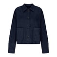 thumbnail image 5 of Delayuji Faux Suede Jacket For Women Lapel Casual Button Down Cropped Jacket Long Sleeve Outerwear Coats Work Clothes, 5 of 6