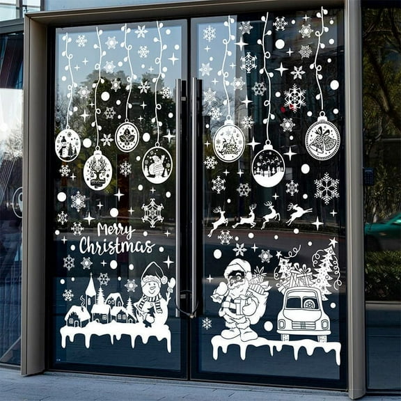 Christmas Static Window Stickers Christmas Hanging Ball Christmas Decorations Shopping Mall Window Glass Decoration Stickers