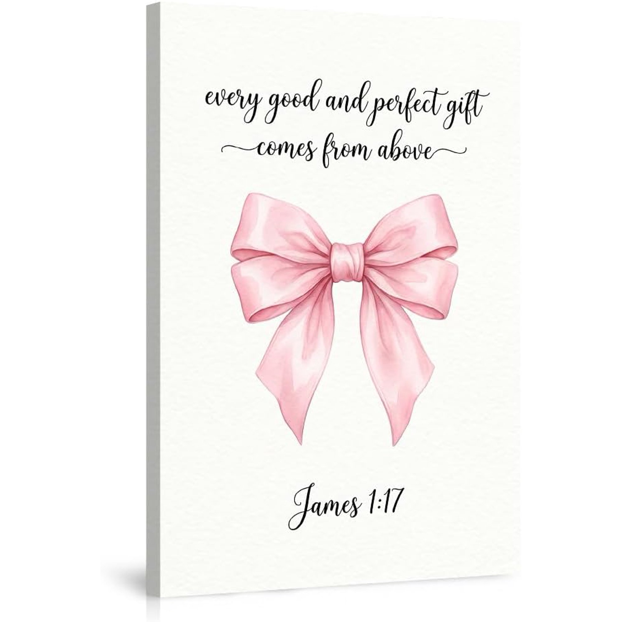 Watercolor Pink Bow Bible Verse Wall Art James 1 17 Nursery Poster Print