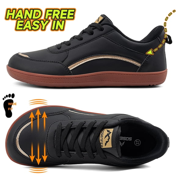 Sosenfer Hands-Free Slip-On Wide Toe Box Barefoot Sneakers - Women's Zero Drop Walking Shoes