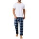 thumbnail image 2 of Pantalones de dormir para hombres INSPIRE CHIC con cintura elástica y cordón, pijamas casuales de cuadros 32 azul oscuro, 2 of 6