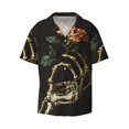 thumbnail image 5 of Daiia Skeleton Hand Rose Butterfly Men's Linen Shirts Short Sleeve Casual Shirts Button Down Shirt for Men Beach Summer Wedding Shirt-X-Large, 5 of 6