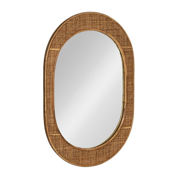 Creative Co-Op Oval Bamboo and Rattan Framed Wall Mirror, Natural