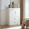 thumbnail image 2 of Farmhouse 5 Drawer Dresser for Bedroom, Tall Chest of Drawers, Chest of Drawers Organizer Storage,Wood Rustic Bedroom Dresser for Closet, Living Room, Hallway, White., 2 of 6