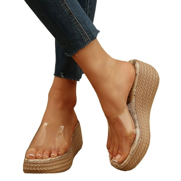 Womens Leopard Platform Slides Sandals 2025 Fashion Clear Band Chunky Wedge Dress Slip on Summer Slippers