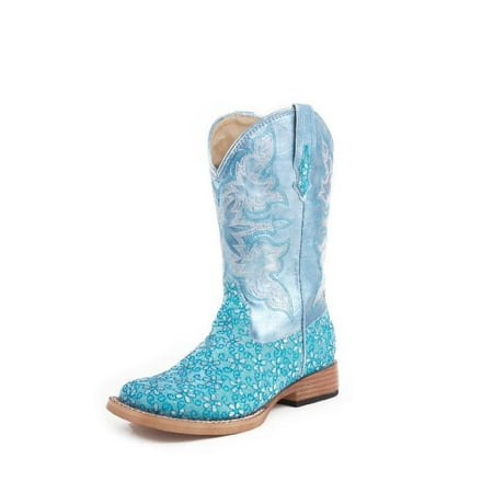 - Roper Western Boots Girls Square Glitter Green 09-018-1901-0027 GR