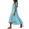 thumbnail image 2 of ZANZEA Femmes Robe Longue V-Cou Manches Courtes Solides Robes Maxi Décontractées, 2 of 5
