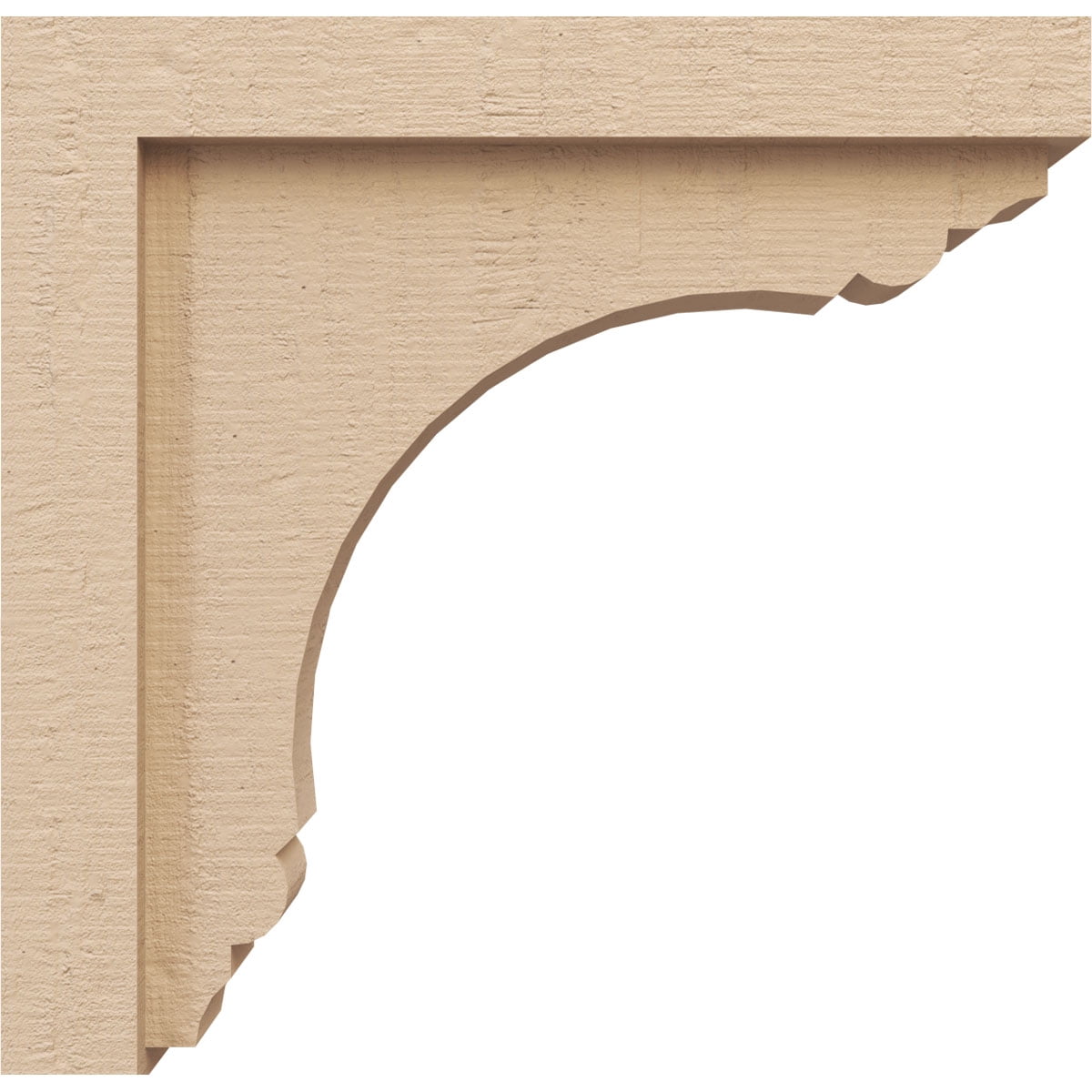 3"W x 12"D x 12"H Thin Warren Rough Cedar Woodgrain TimberThane Corbel, Primed Tan