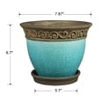 thumbnail image 6 of Southern Patio Cadiz 8" Crackled Ceramic Planter with Saucer, Teal (3 Pack), 6 of 8