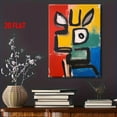 thumbnail image 4 of 2D Flat Abstract Rabbit Wall Art - Modern Colorful Animal Painting with Bold Black Outlines & Expressive Eyes, Vibrant Red Blue Yellow Green Pink White Canvas Print for Room Decor, 4 of 6