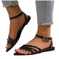 thumbnail image 4 of Xdegoge Womens Sandals Open Toe Pointed Flats Multi Patent Straps Ankle Buckle Sandals Summer Dressy Gladiator Wedding Party Shoes, 4 of 9