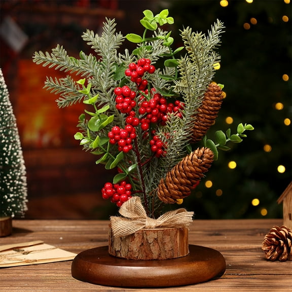 Gumesh Mini Christmas Tree - 11" Desktop Holiday Decor for Indoor Bedroom Office Kitchen Decoration( Red/Green) The Holiday