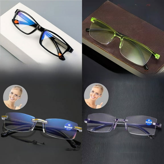 Presbyopia Glasses Smart Zoom Middle-aged and Elderly High-definition Presbyopia Glasses Men's High-definition Anti-blue Light Glasses for Near and Far-Black and Red-100°