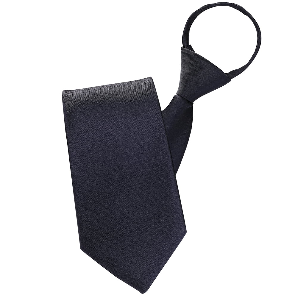 AUSKY Adjustable Pre-tied Black Zipper Necktie 3.15'' Wide